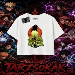 Shikamaru Nara Naruto Anime Karakter Kadın Crop Tişört Beyaz