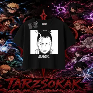Shikamaru Nara Naruto Anime Karakter Kadın Crop Tişört Beyaz