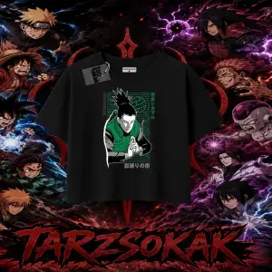 Shikamaru Nara Naruto Anime Karakter Kadın Crop Tişört Beyaz