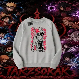 Shikamaru Nara Naruto Anime Karakter Oversize Unisex Bisiklet Yaka Sweatshirt Beyaz
