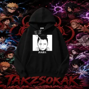 Shikamaru Nara Naruto Anime Karakter Oversize Unisex Kapşonlu Sweatshirt Beyaz