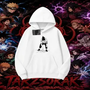 Shikamaru Nara Naruto Anime Karakter Oversize Unisex Kapşonlu Sweatshirt Beyaz