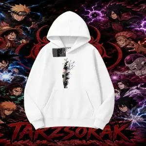 Shikamaru Nara Naruto Anime Karakter Oversize Unisex Kapşonlu Sweatshirt Beyaz