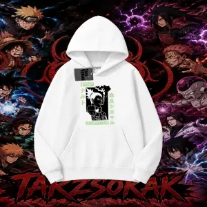 Shikamaru Nara Naruto Anime Karakter Oversize Unisex Kapşonlu Sweatshirt Beyaz