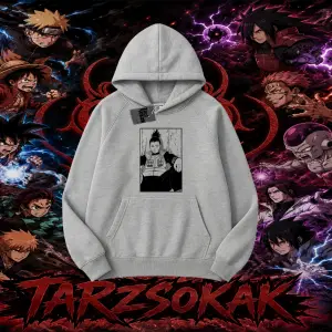 Shikamaru Nara Naruto Anime Karakter Oversize Unisex Kapşonlu Sweatshirt Beyaz