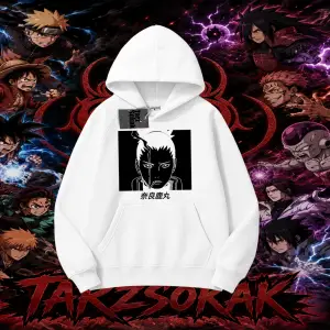 Shikamaru Nara Naruto Anime Karakter Oversize Unisex Kapşonlu Sweatshirt Beyaz