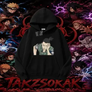 Shikamaru Nara Naruto Anime Karakter Oversize Unisex Kapşonlu Sweatshirt Beyaz