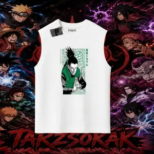 Shikamaru Nara Naruto Anime Karakter Oversize Unisex Kolsuz Tişört Beyaz