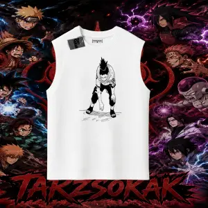 Shikamaru Nara Naruto Anime Karakter Oversize Unisex Kolsuz Tişört Beyaz