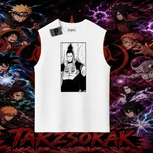 Shikamaru Nara Naruto Anime Karakter Oversize Unisex Kolsuz Tişört Beyaz