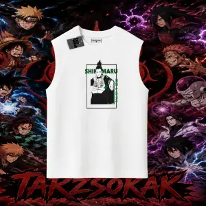 Shikamaru Nara Naruto Anime Karakter Oversize Unisex Kolsuz Tişört Beyaz