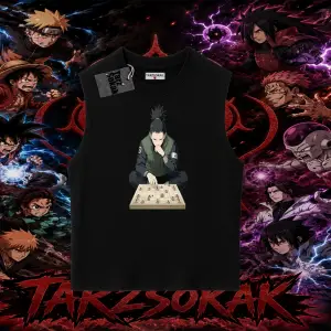 Shikamaru Nara Naruto Anime Karakter Oversize Unisex Kolsuz Tişört Beyaz