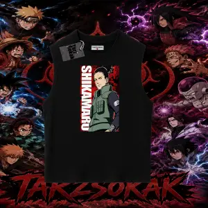 Shikamaru Nara Naruto Anime Karakter Oversize Unisex Kolsuz Tişört Beyaz