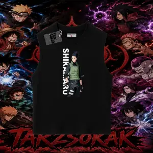 Shikamaru Nara Naruto Anime Karakter Oversize Unisex Kolsuz Tişört Beyaz