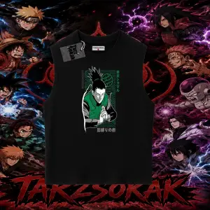Shikamaru Nara Naruto Anime Karakter Oversize Unisex Kolsuz Tişört Beyaz