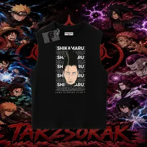 Shikamaru Nara Naruto Anime Karakter Oversize Unisex Kolsuz Tişört Beyaz