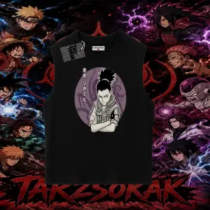 Shikamaru Nara Naruto Anime Karakter Oversize Unisex Kolsuz Tişört Beyaz