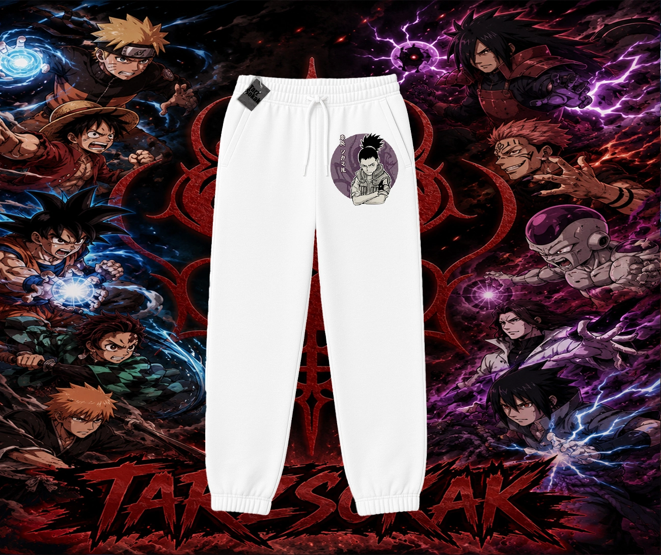 Shikamaru Nara Naruto Anime Karakter Unisex Jogger Eşofman Altı Beyaz