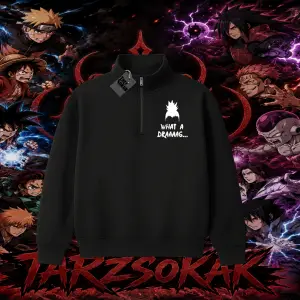 Shikamaru Nara Naruto Anime Karakter Unisex Polo Yaka Yarım Fermuarlı Sweatshirt Beyaz