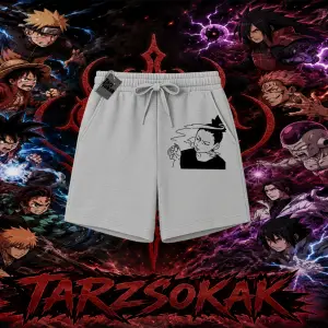 Shikamaru Nara Naruto Anime Karakter Unisex Şort Beyaz