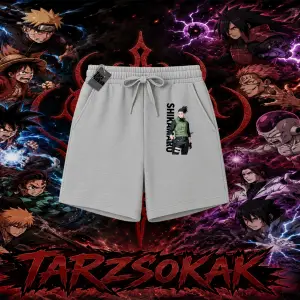 Shikamaru Nara Naruto Anime Karakter Unisex Şort Beyaz