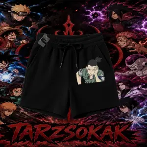 Shikamaru Nara Naruto Anime Karakter Unisex Şort Beyaz