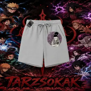 Shikamaru Nara Naruto Anime Karakter Unisex Şort Beyaz