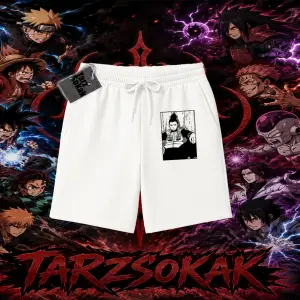 Shikamaru Nara Naruto Anime Karakter Unisex Şort Beyaz