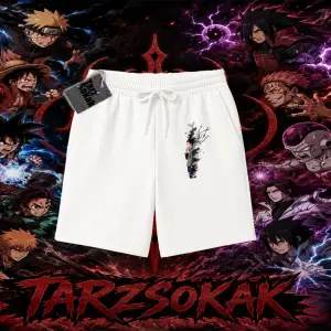 Shikamaru Nara Naruto Anime Karakter Unisex Şort Beyaz