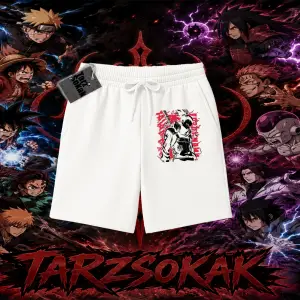 Shikamaru Nara Naruto Anime Karakter Unisex Şort Beyaz