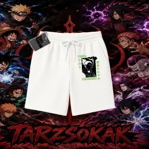 Shikamaru Nara Naruto Anime Karakter Unisex Şort Beyaz