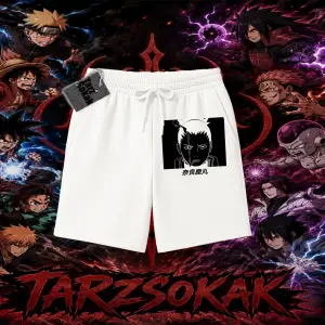 Shikamaru Nara Naruto Anime Karakter Unisex Şort Beyaz