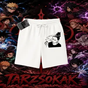 Shikamaru Nara Naruto Anime Karakter Unisex Şort Beyaz