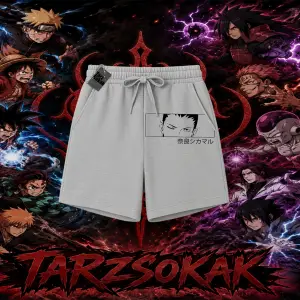 Shikamaru Nara Naruto Anime Karakter Unisex Şort Beyaz