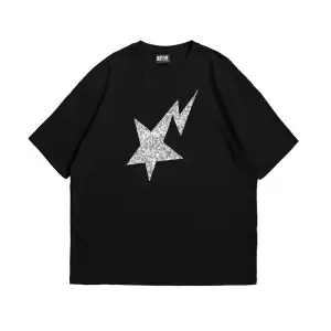 Shining Star Taş Baskılı Oversize Unisex Beyaz