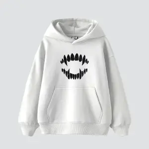 Shining Teeth Baskılı Oversize Unisex Premium Beyaz