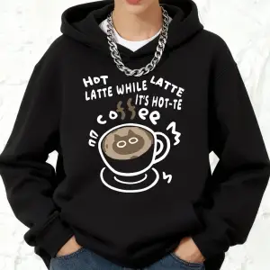 Sıcak Latte Kedi Baskılı Kapüşonlu Sweatshirt Pamuklu Kadın Sportif Bol Sweatshirt Kışlık Pol
