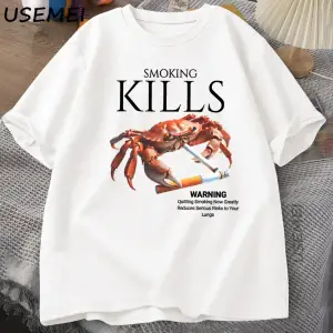 Sigara Öldürür Yengeç T Shirt Unhinged Weirdcore T-Shirt Garip Grafik Tee Harajuku Pamuk Kısa 2869