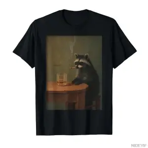 Sigara Rakun Komik Sigara İçen Rakun Meme Aptal Beyin Çürümesi T-shirt Erkekler Kadınlar Için