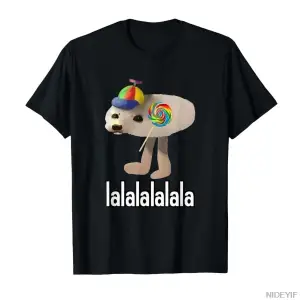 Silly Seal with Lollipop Lalalalalala Meme T-shirt Erkekler Kadınlar için % 100% Pamuklu Tişö