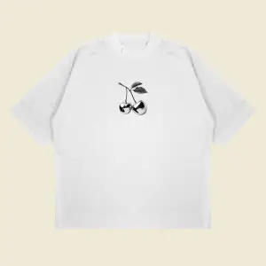 Silver Cherry Baskılı Oversize Unisex Pamuklu Nefes Alan Kalın Kumaşlı