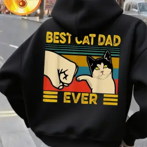 Şimdiye kadarki en iyi kedi babası baskı kapüşonlu üstler kadın kış polar sıcak kazaklar raha