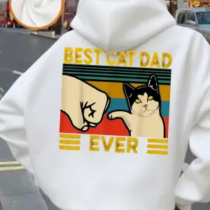 Şimdiye kadarki en iyi kedi babası baskı kapüşonlu üstler kadın kış polar sıcak kazaklar raha