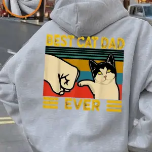 Şimdiye kadarki en iyi kedi babası baskı kapüşonlu üstler kadın kış polar sıcak kazaklar raha