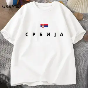 Sırbistan bayrağı T-shirt erkekler pamuk kısa kollu Tshirt erkek T shirt grafik Tees üst yaz 2824