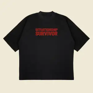 Situationship Survivor Baskılı Oversize Unisex Pamuklu Nefes Alan Kalın Kumaşlı