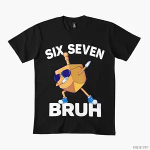 Six Seven Bruh Dabbing Dreidel Hanukkah Chanukah 67 Meme Tişörtü Erkekler ve Kadınlar İçin %1