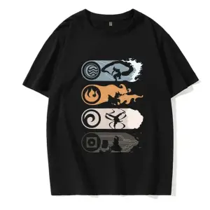 Siyah Avatar Son Hava Bükücü Tee Appa Yip Harajuku AB Boyutu Tshirt Mange Y2k s