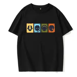 Siyah Avatar Son Hava Bükücü Tee Appa Yip Harajuku AB Boyutu Tshirt Mange Y2k s