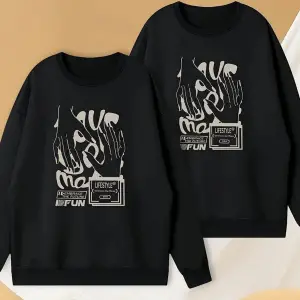 Siyah Biskilet Yaka Sweatshirt Çift Sevgili Kombinleri Couple Clothing
